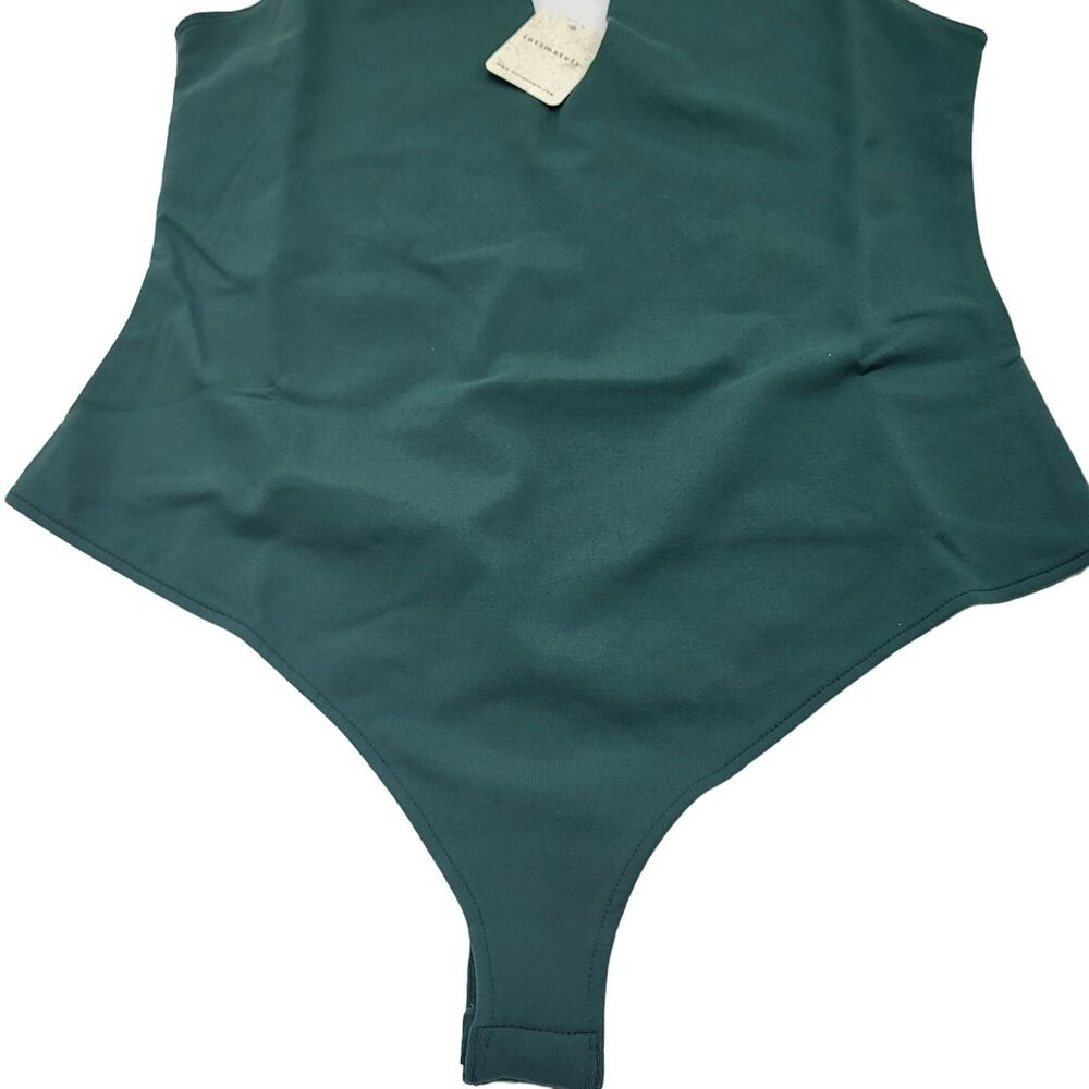 Free People Keep It Sleek Bodysuit Thong Sleeveless Women's L Forest Road Green - Picture 10 of 16